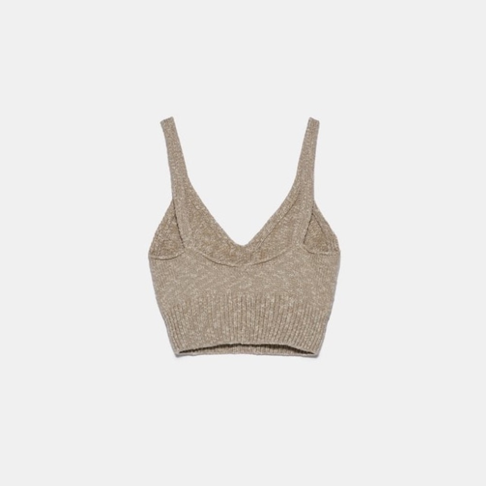 Zara cotton linen blend cropped top - Picture 2 of 3